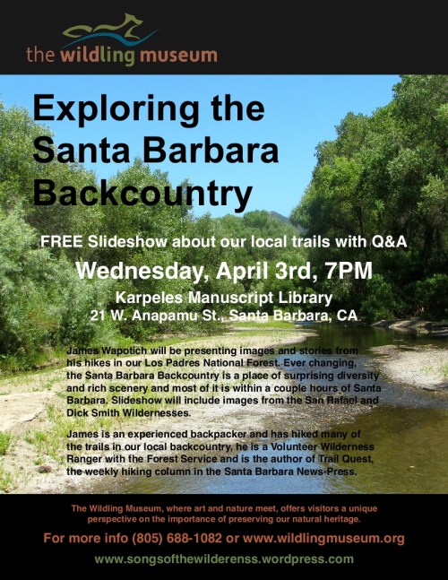 "Los Padres National Forest" hiking backpacking "Santa Barbara" day hike trails "San Rafael Wilderness" "Dick Smith Wilderness" backcountry "best places" "where to" camp camping backpack