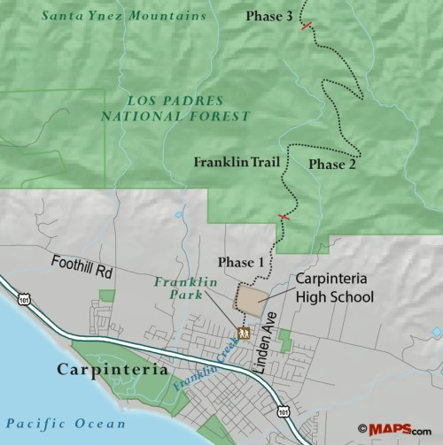 Franklin Trail map Santa Barbara Carpinteria hike