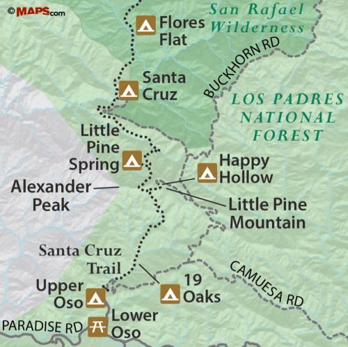 Santa Cruz Trail map Los Padres National Forest Barbara hike camping 