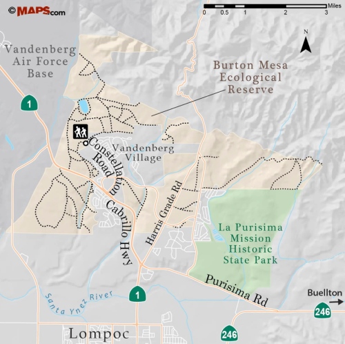 Burton Mesa Ecological Reserve map trail hike Lompoc Vandenberg Village