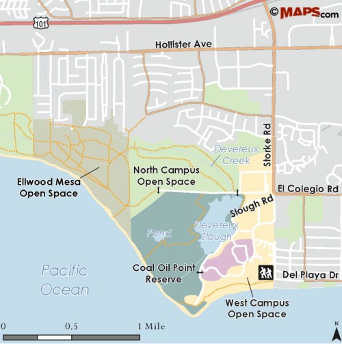 map Coil Oil Point Reserve Isla Vista Goleta hiking trail Sands Beach Devereux Slough North Campus Open Space