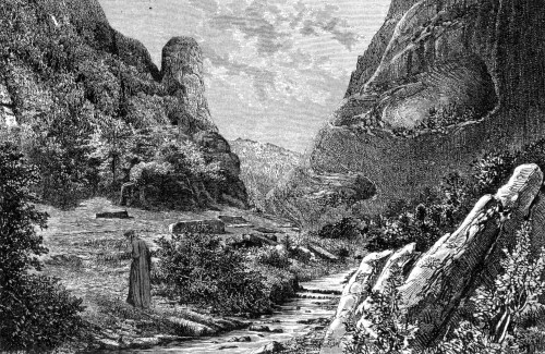 etching engraving collage valley canyon