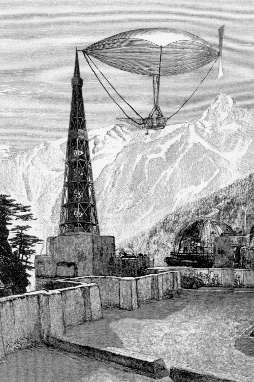 etching engraving collage airship