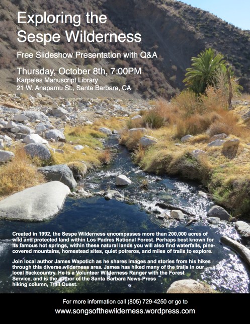 Sespe Wilderness Los Padres National Forest hiking backpacking trails