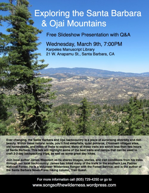 Hiking Backpacking Santa Barbara Ojai Los Padres National Forest trails wilderness
