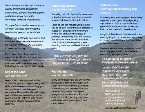 backpacking class Santa Barbara wilderness trails hiking skills trail instruction