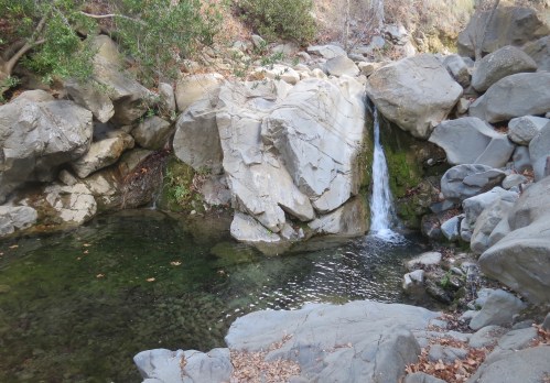Waterfall pool Manzana Narrows Camp trail creek hiking backpacking san rafael wilderness los padres national forest